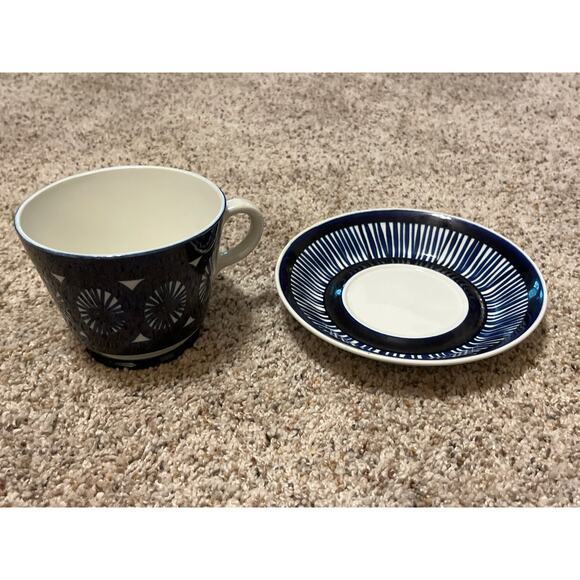 Anemone Blue Arabia of Finland Fiesta Morning Cup Saucer Ulla Procope RARE - Picture 2 of 10